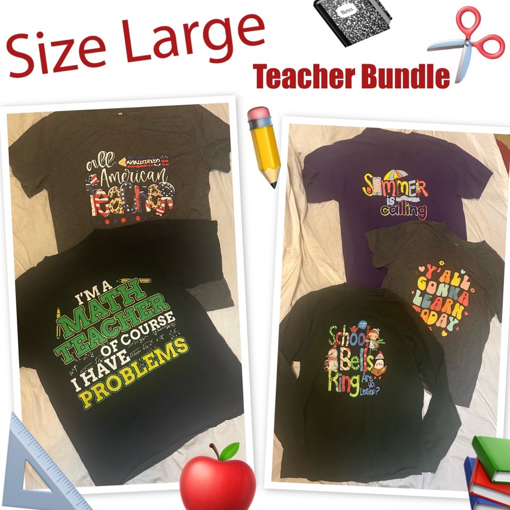 Teacher T-Shirts Bundle - 5 Short Sleeve & 1Long Sleeve